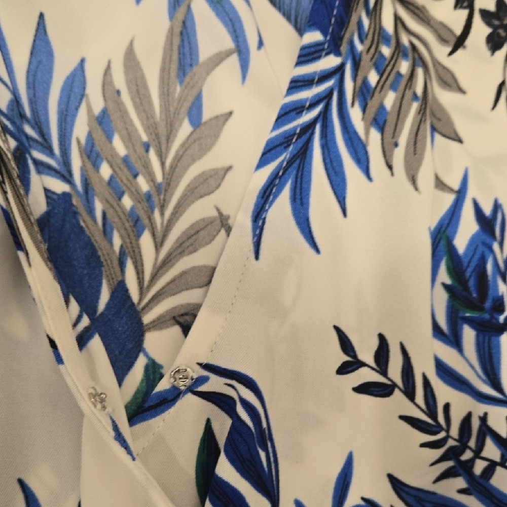 41 Hawthorn Blue and White Leaf Print Dress - Picture 10 of 14